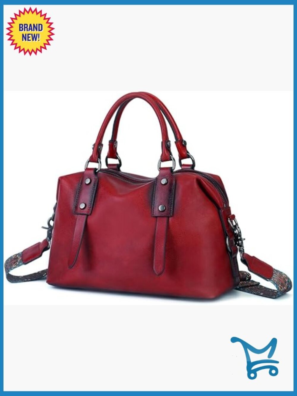 Genuine Leather Crossbody Tote Bag Retro Satchel Women's Handbag
